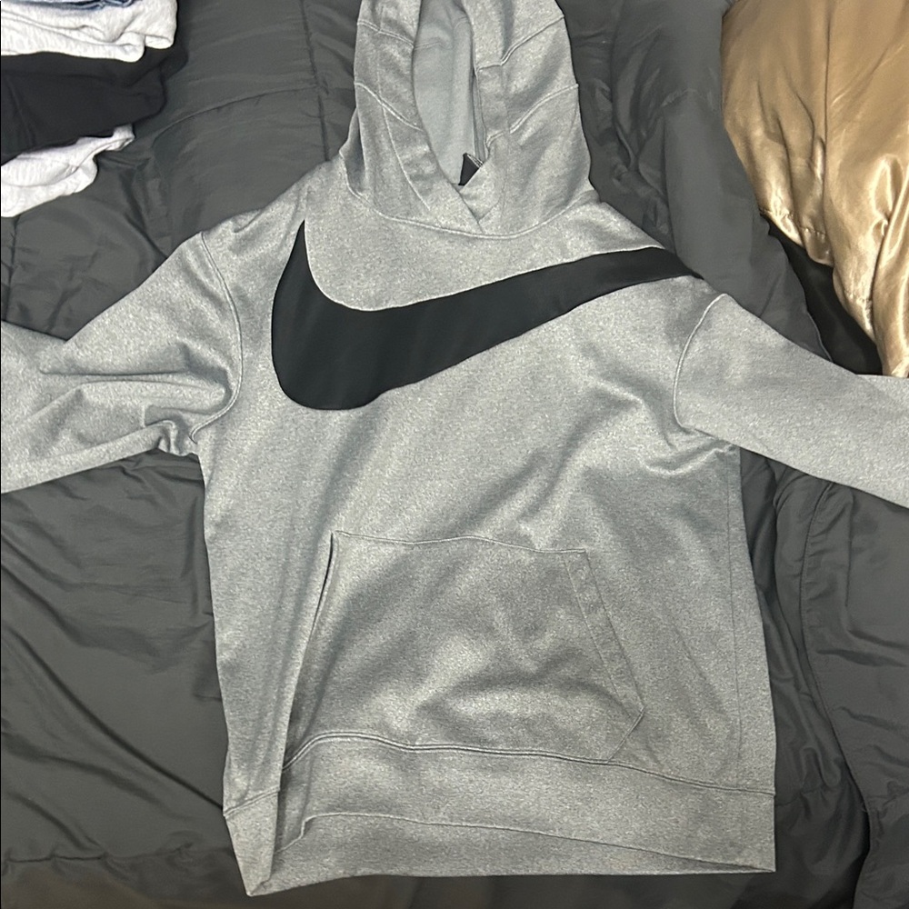 Nike Heather Gray Hoodie with Black Logo